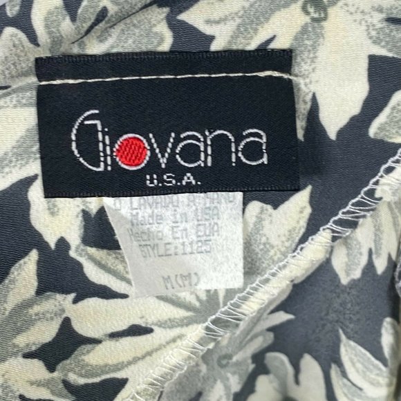 Vintage 70s 80s Giovana floral Patter s/s Rayon blouse top Sz Medium Made in USA - Picture 9 of 10